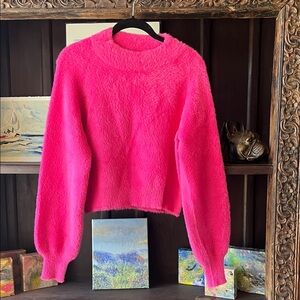 Lulu's Bright Pink Crew Neck Sweater